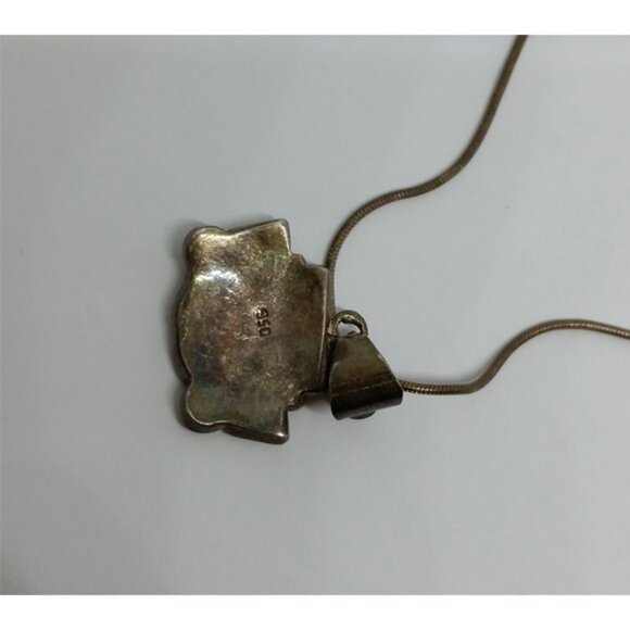 Peruvian Inca Gemstone Tribal Face Inlay Pendant  950 silver purity - Picture 4 of 6